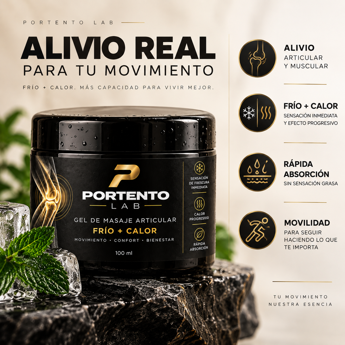 PORTENTOLAB® - Gel de masaje articular y muscular.